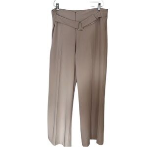 ANDREANA size 12 cream / winter white high rise wide leg dress pant stretch